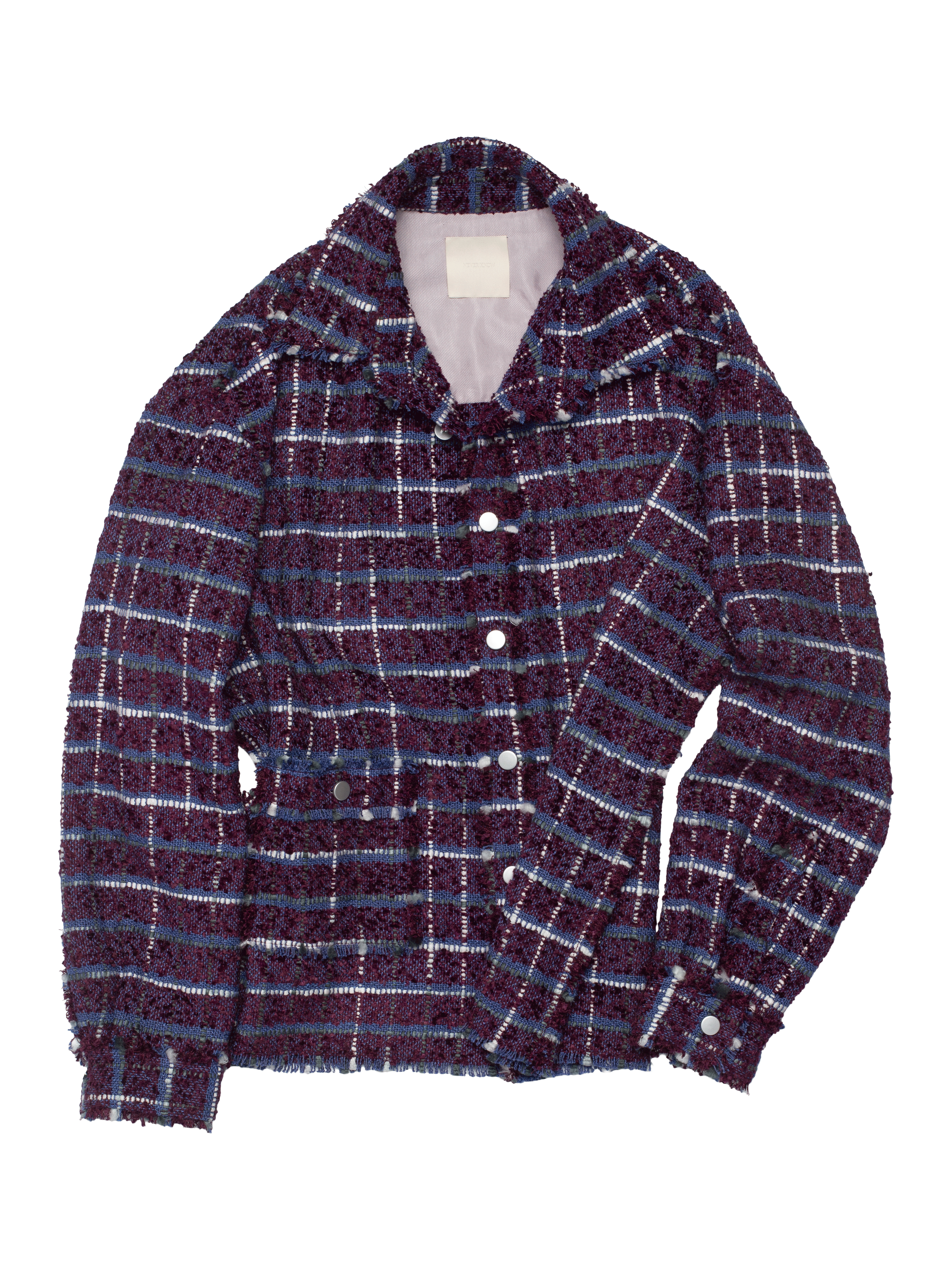 Purple Oversized Raw Cut Tweed Shirt