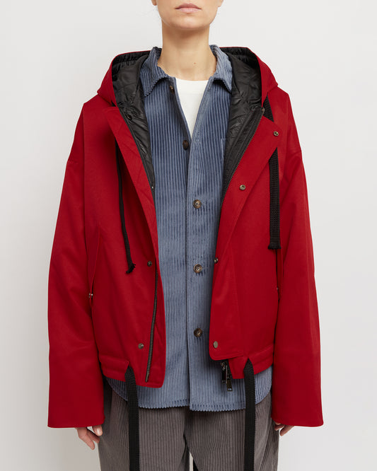 Ruby Red Oversized Hooded Jacket