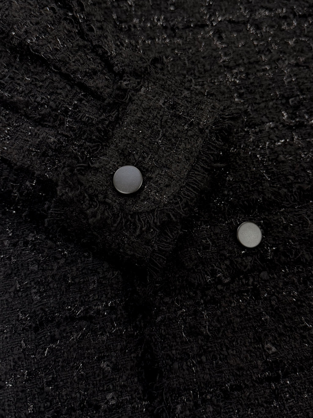 Black Oversized Raw Cut Tweed Shirt