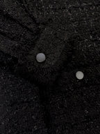 Black Oversized Raw Cut Tweed Shirt