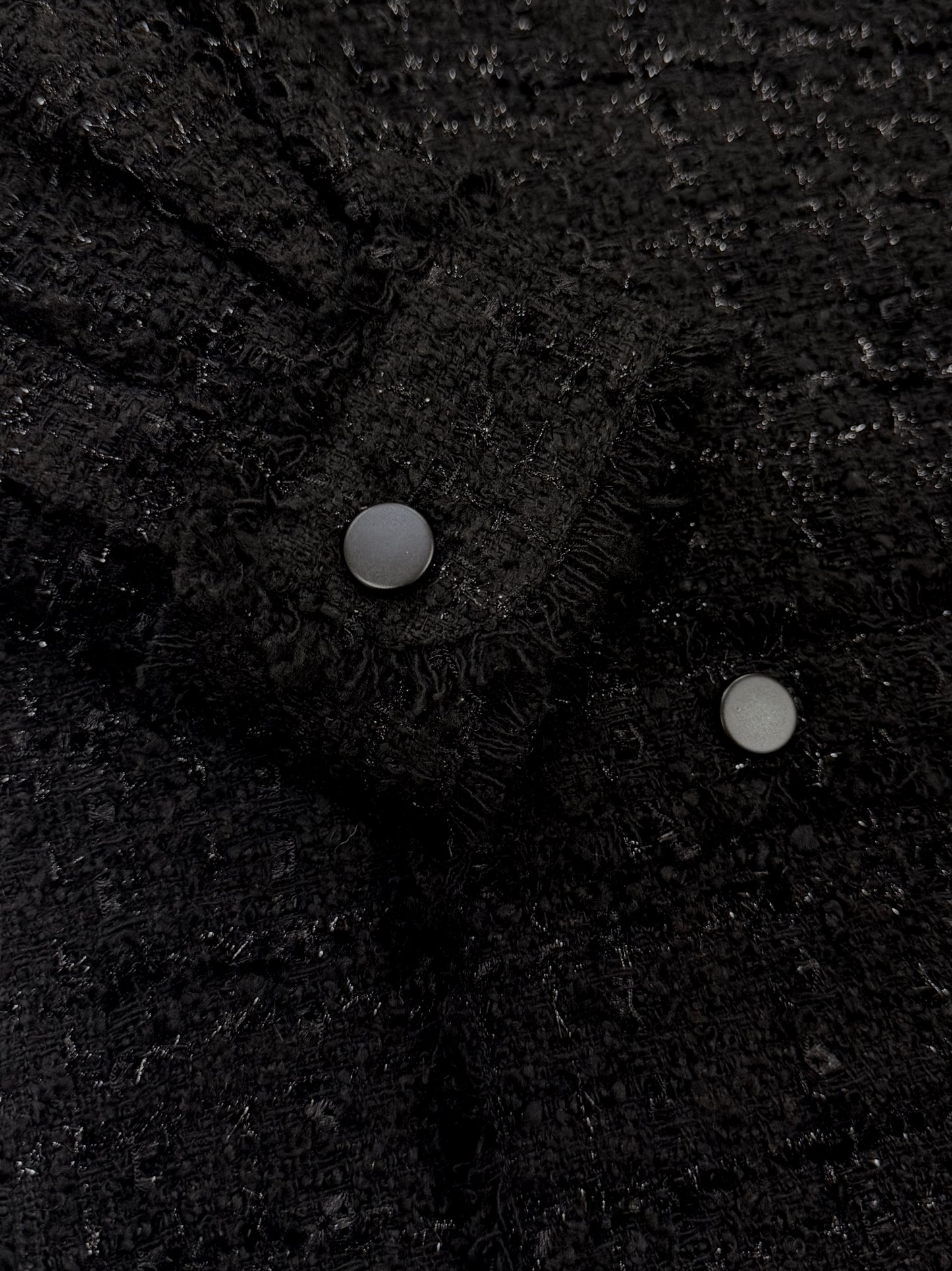 Black Oversized Raw Cut Tweed Shirt