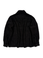 Black Oversized Raw Cut Tweed Shirt