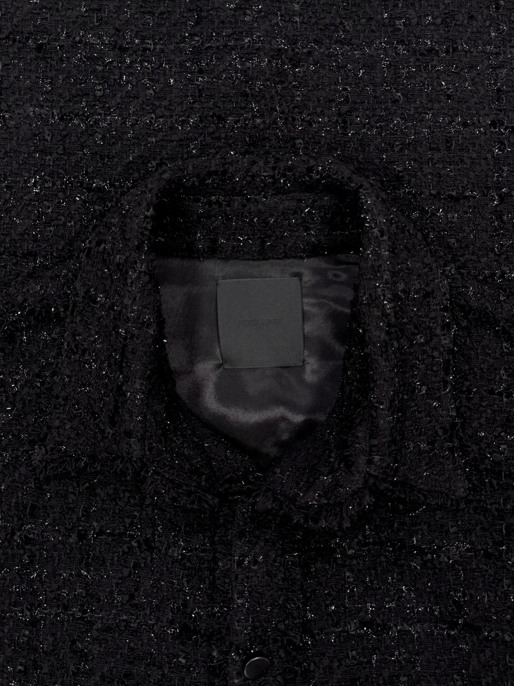 Black Oversized Raw Cut Tweed Shirt