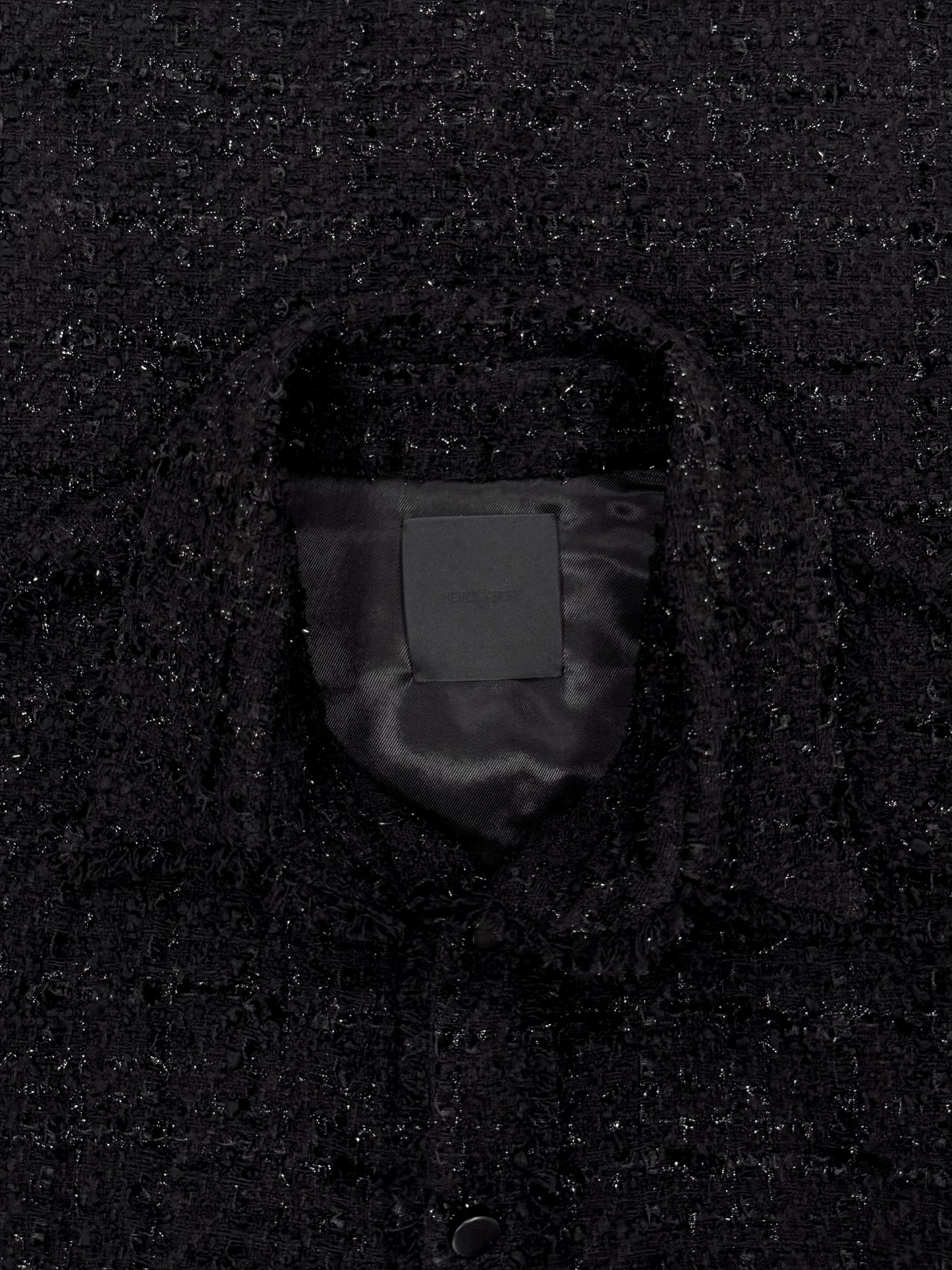 Black Oversized Raw Cut Tweed Shirt