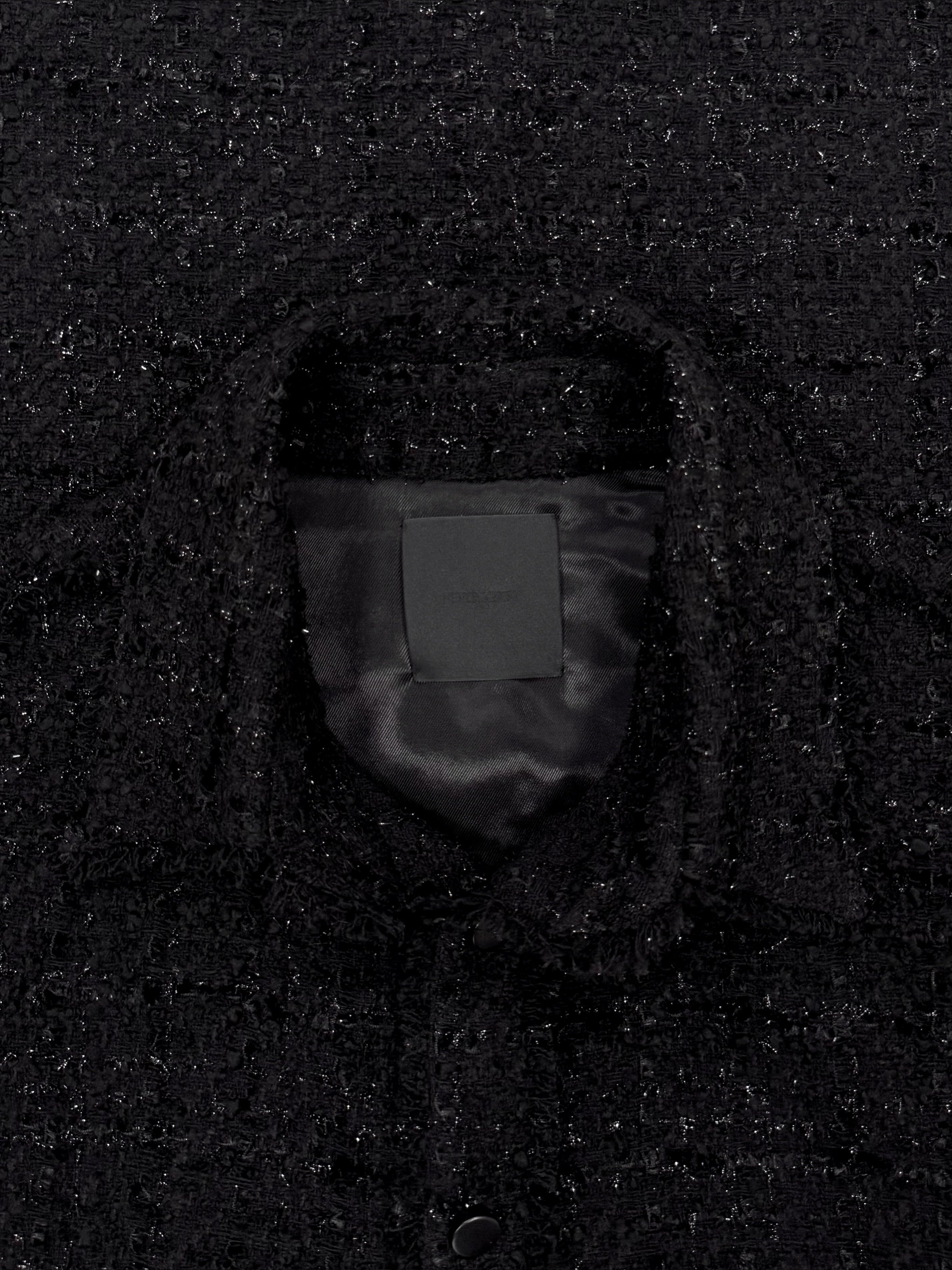 Black Oversized Raw Cut Tweed Shirt