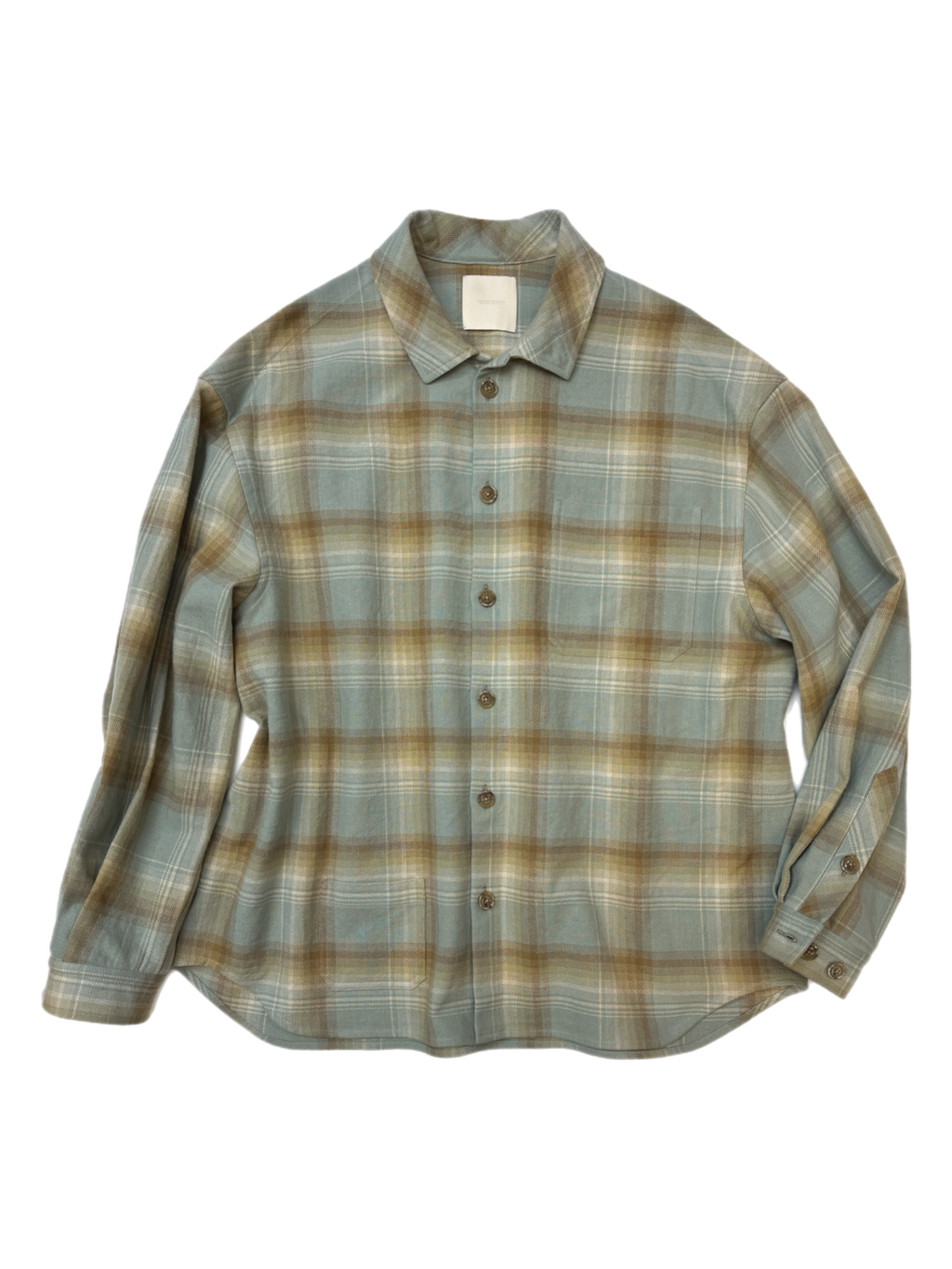 Slate Blue & Sand Plaid Flannel Shirt