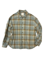 Slate Blue & Sand Plaid Flannel Shirt