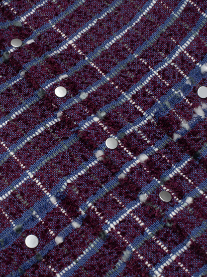 Purple Oversized Raw Cut Tweed Shirt