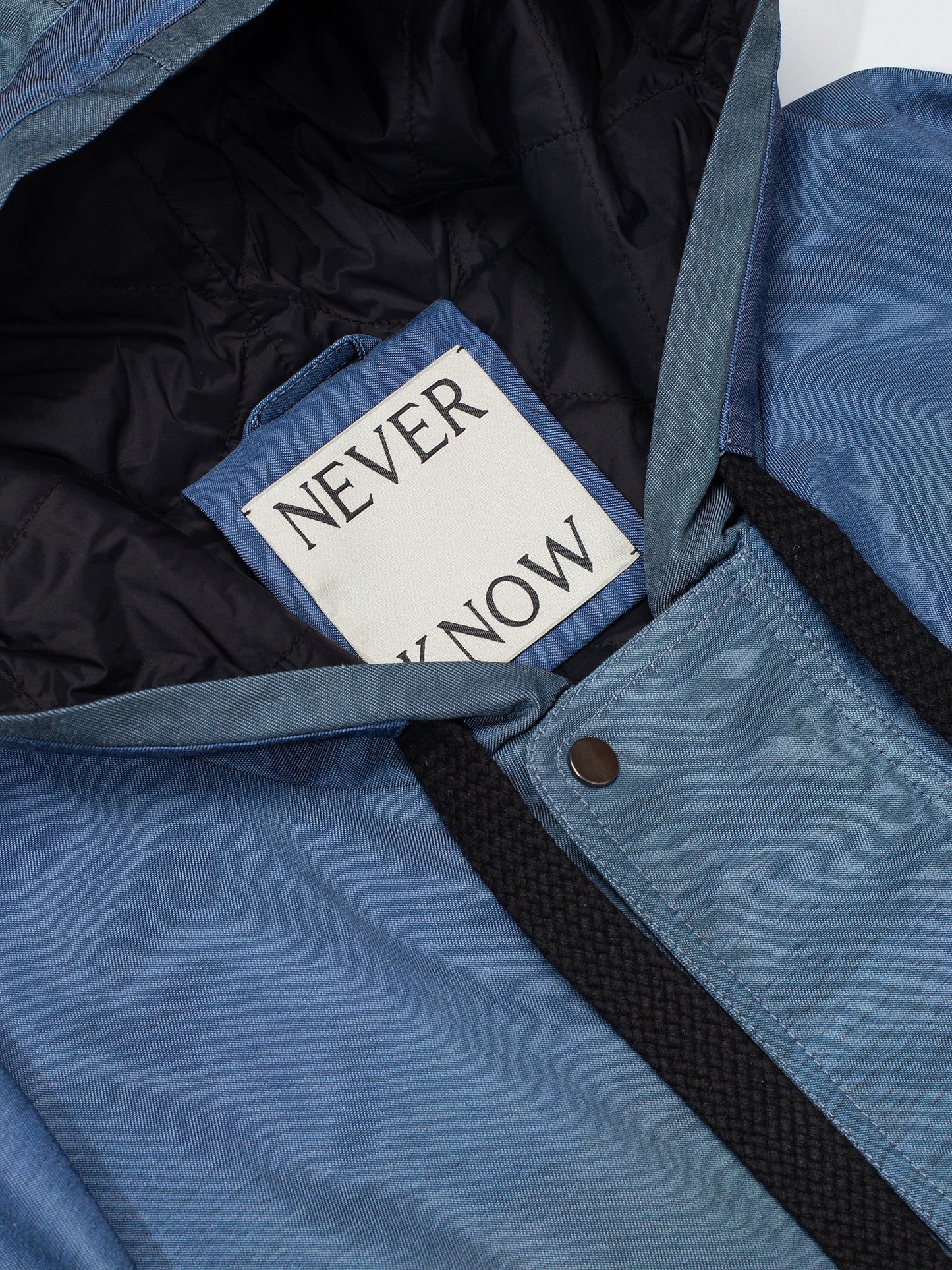 Blue Abstract Oversized Hooded Jacket