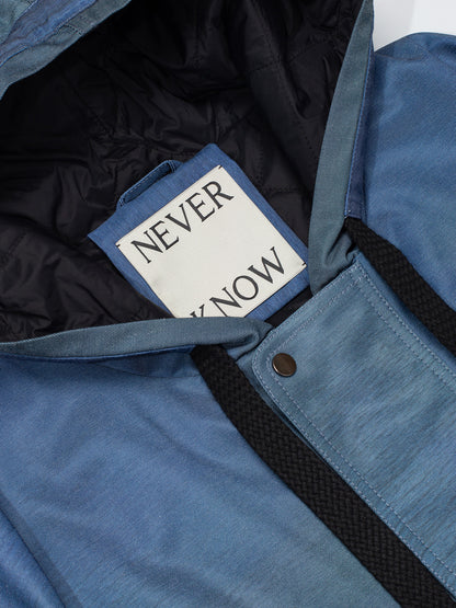 Blue Abstract Oversized Hooded Jacket