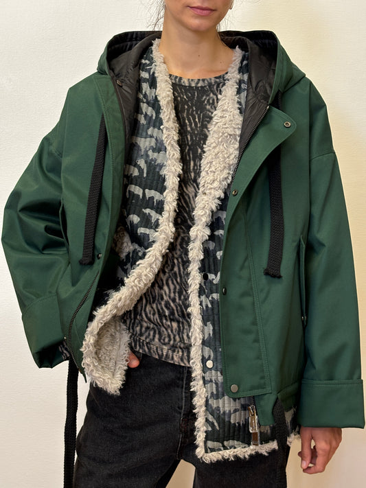 Pine Green Oversized Hooded Jacket