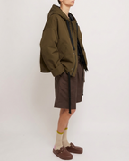 Golden Khaki Oversized Hooded Jacket