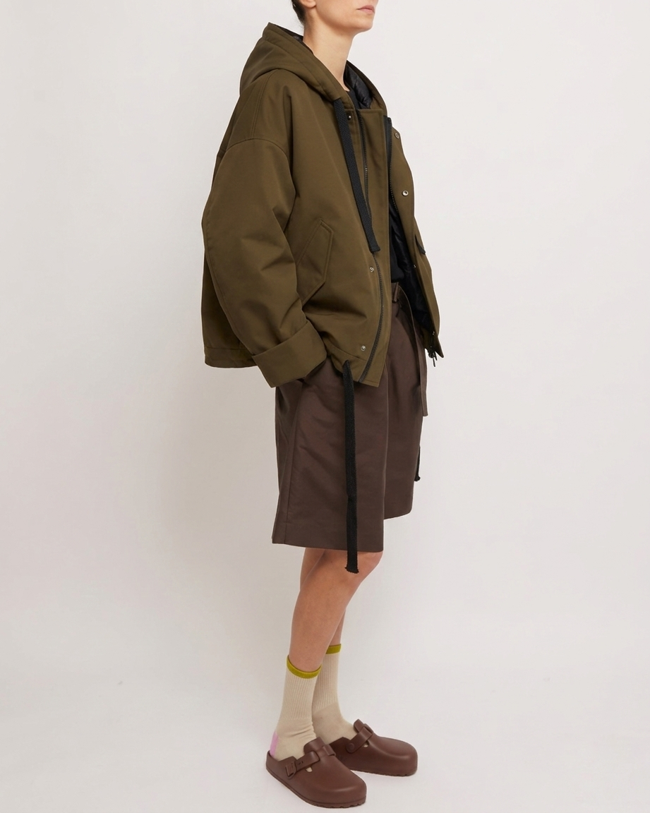 Golden Khaki Oversized Hooded Jacket