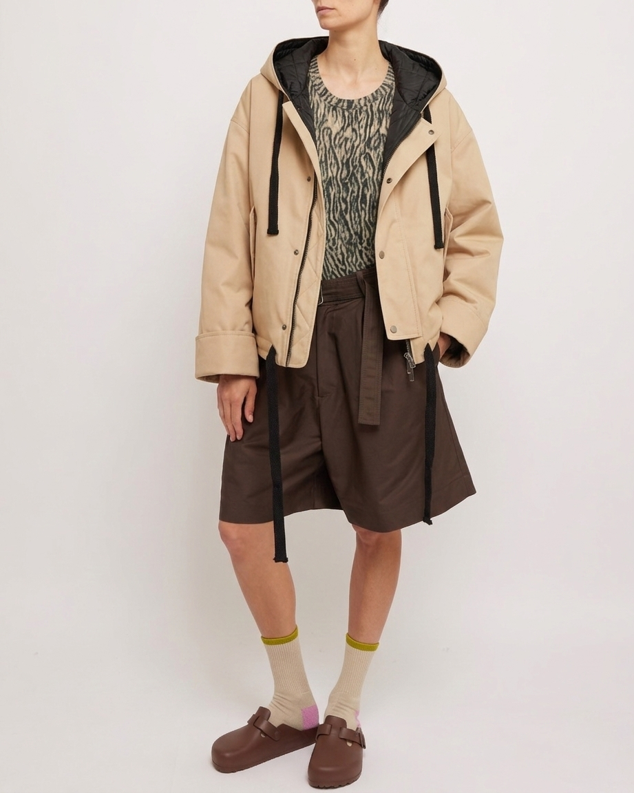 Sand Oversized Hooded Jacket