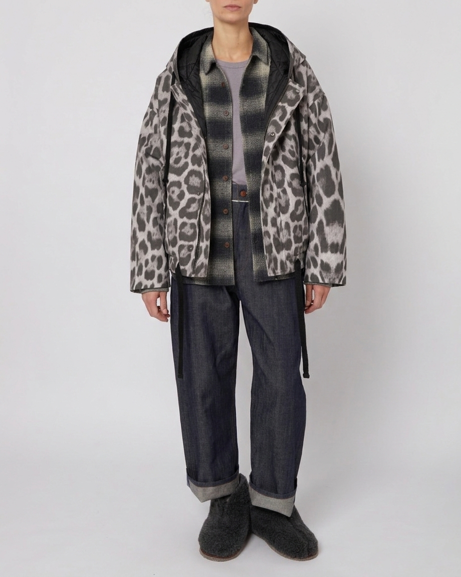 Snow Leopard Oversized Hooded Jacket