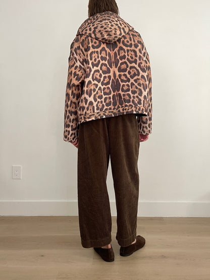 Leopard Oversized Hooded Jacket