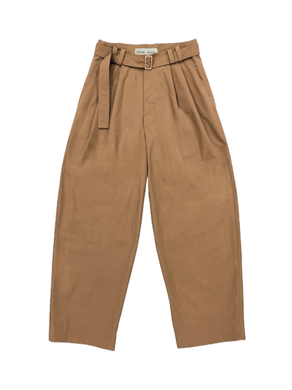 Caramel Belted Pleated Pants