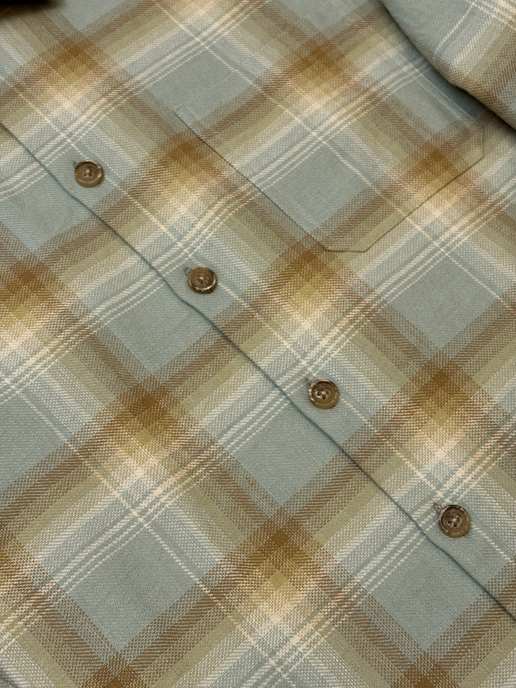 Slate Blue & Sand Plaid Flannel Shirt