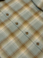 Slate Blue & Sand Plaid Flannel Shirt