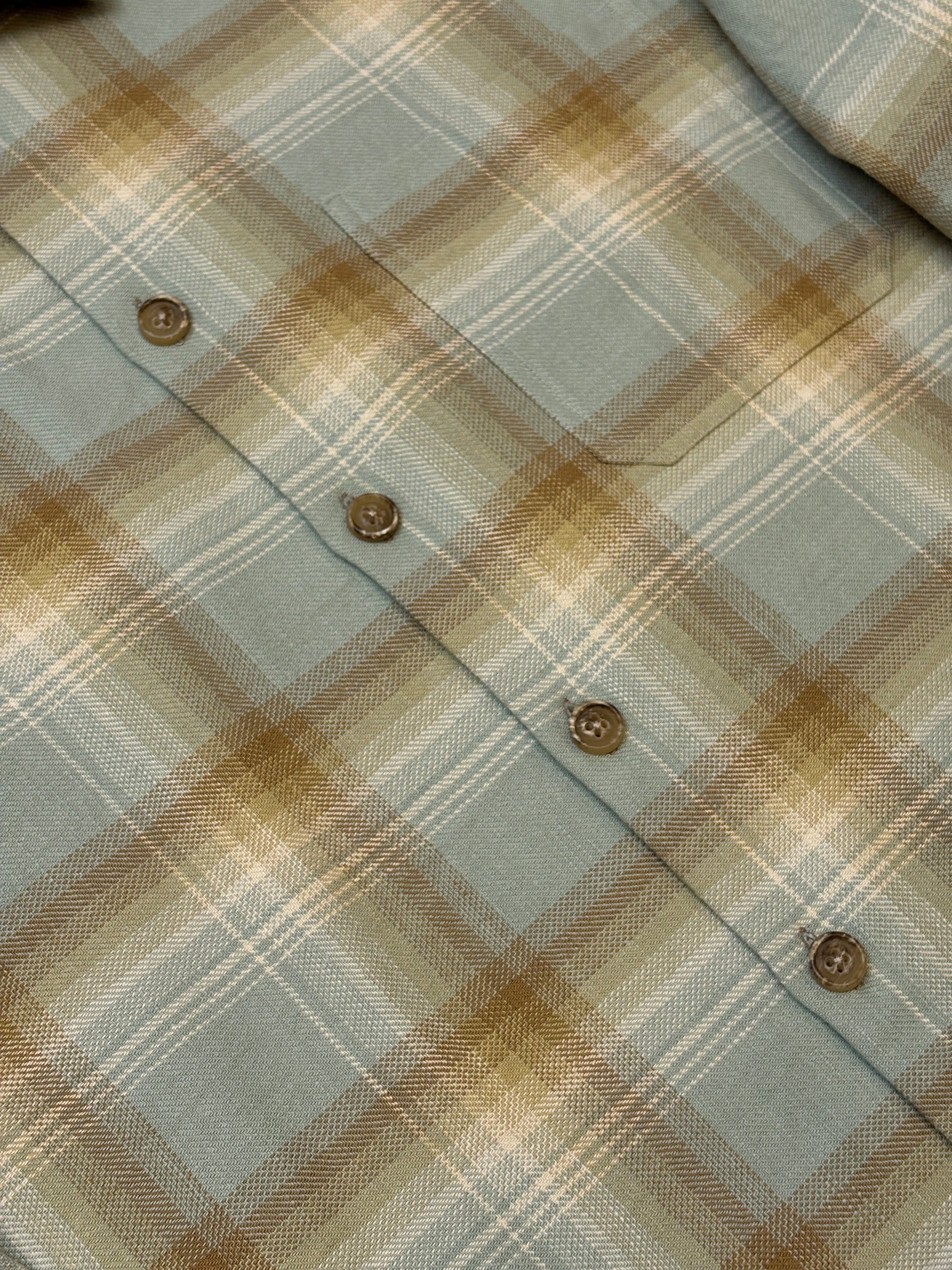 Slate Blue & Sand Plaid Flannel Shirt