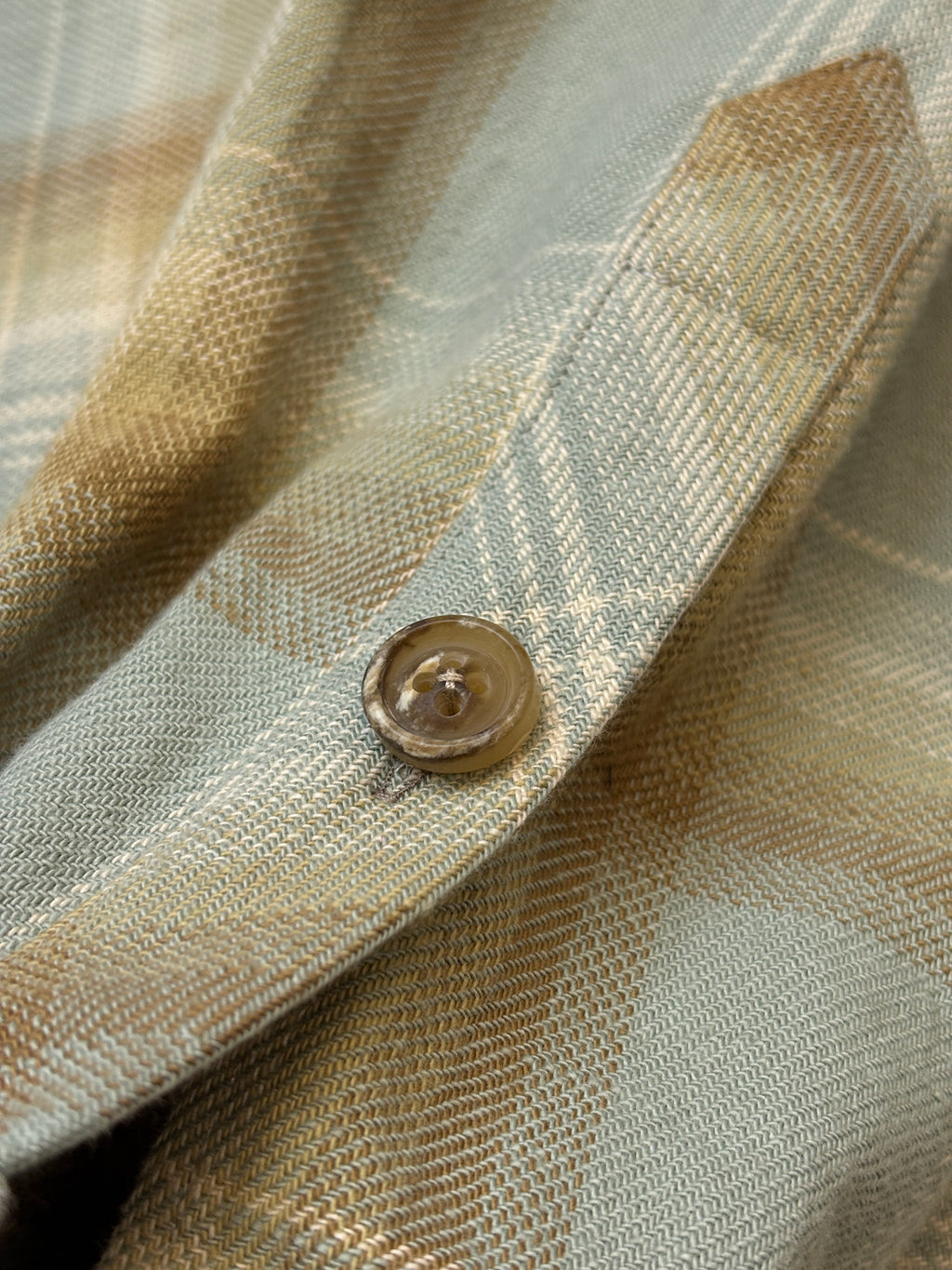 Slate Blue & Sand Plaid Flannel Shirt