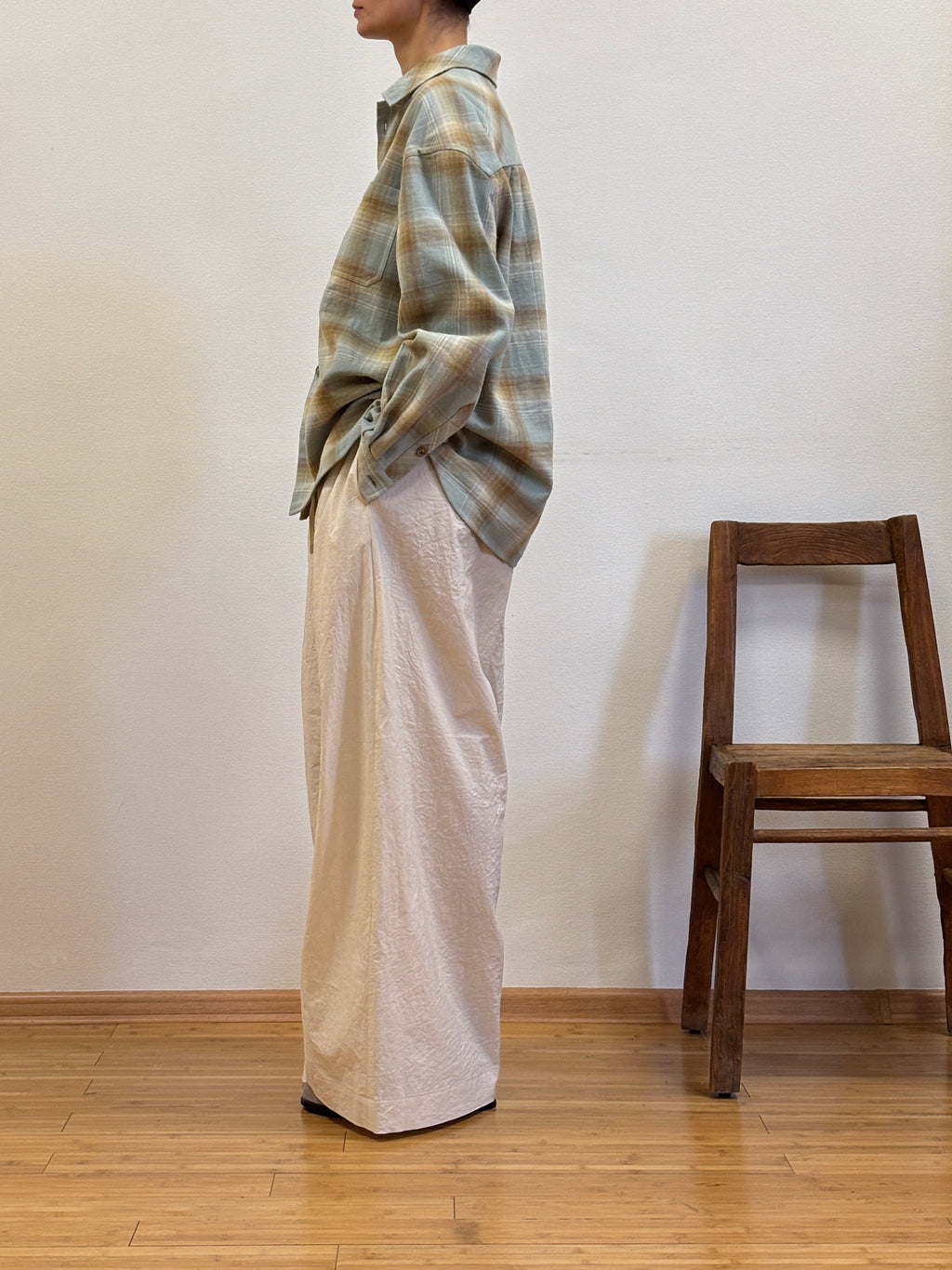 Slate Blue & Sand Plaid Flannel Shirt