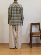 Slate Blue & Sand Plaid Flannel Shirt