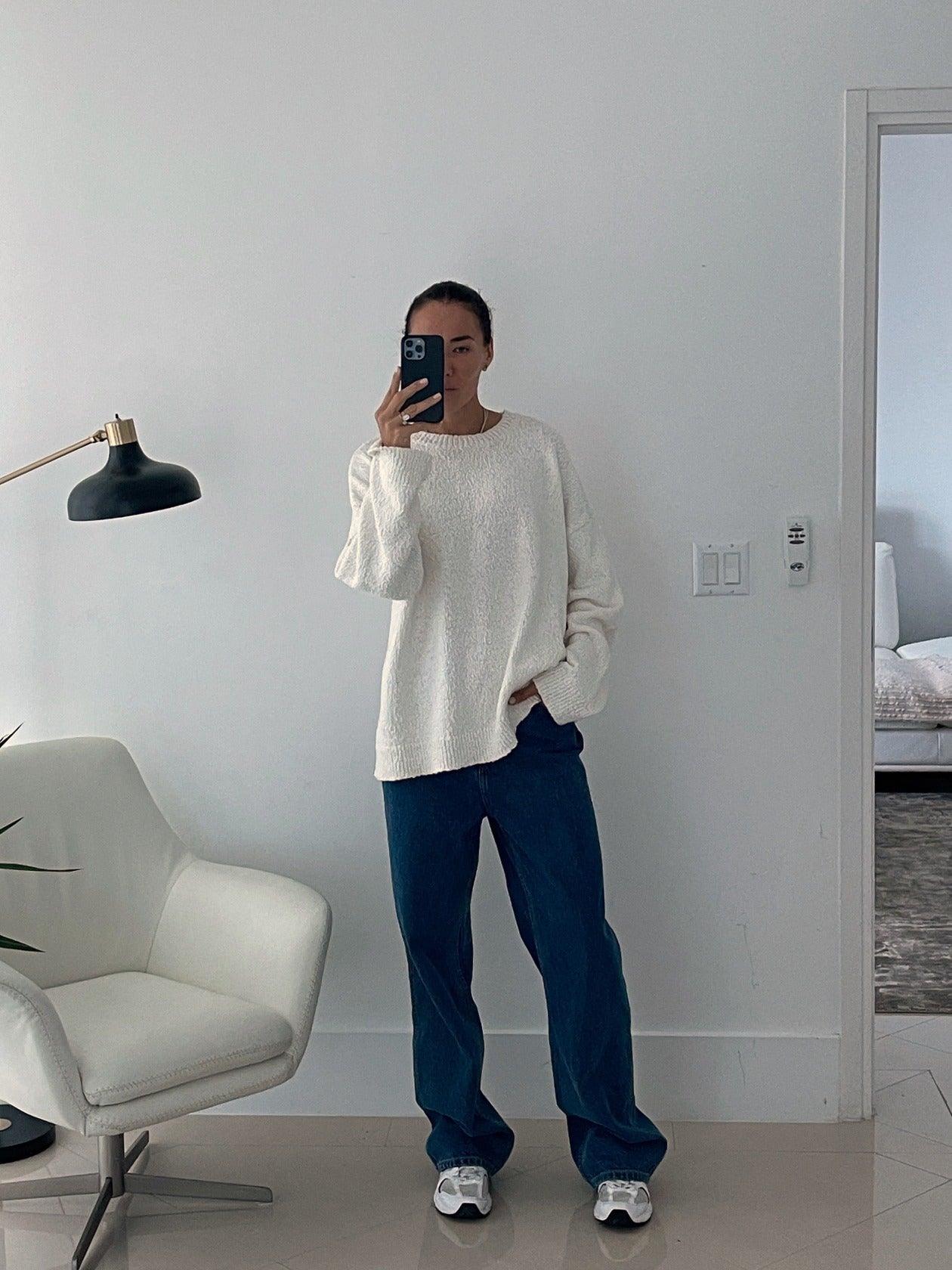 Cream White Oversized Organic Cotton Sweater