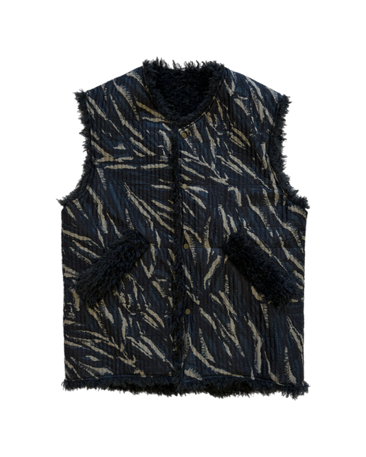 Japanese Sea Reversible Sleeveless Quilted Faux Fur Vest