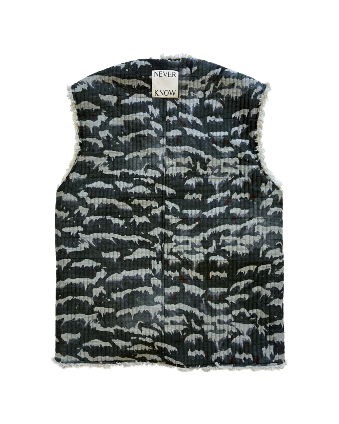 Japanese Mountains Reversible Sleeveless Quilted Faux Fur Vest