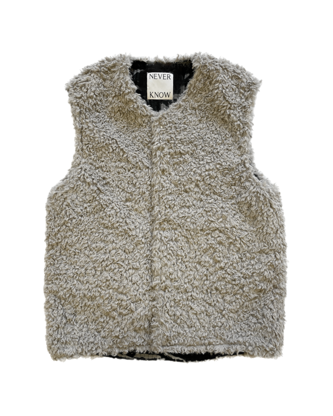 Japanese Mountains Reversible Sleeveless Quilted Faux Fur Vest