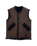 Cacao & Navy Reversible Sleeveless Quilted Faux Fur Vest