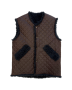 Cacao & Navy Reversible Sleeveless Quilted Faux Fur Vest