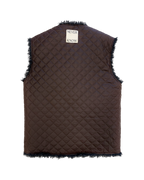 Cacao & Navy Reversible Sleeveless Quilted Faux Fur Vest