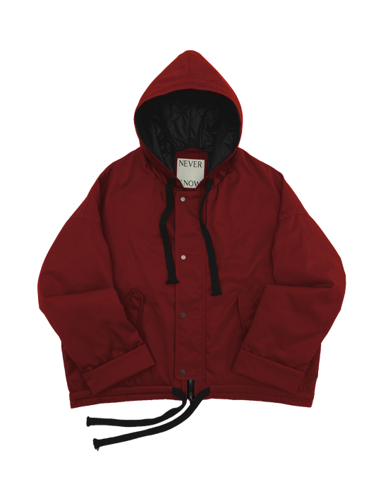 Ruby Red Oversized Hooded Jacket