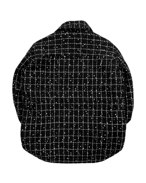 ブラック＆ホワイトチェックツイードオーバーサイズシャツジャケット