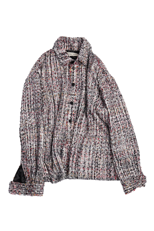 Multicolor Melange Oversized Raw Cut Tweed Shirt