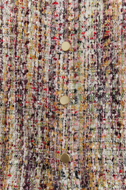Golden Multicolor Melange Oversized Raw Cut Tweed Shirt