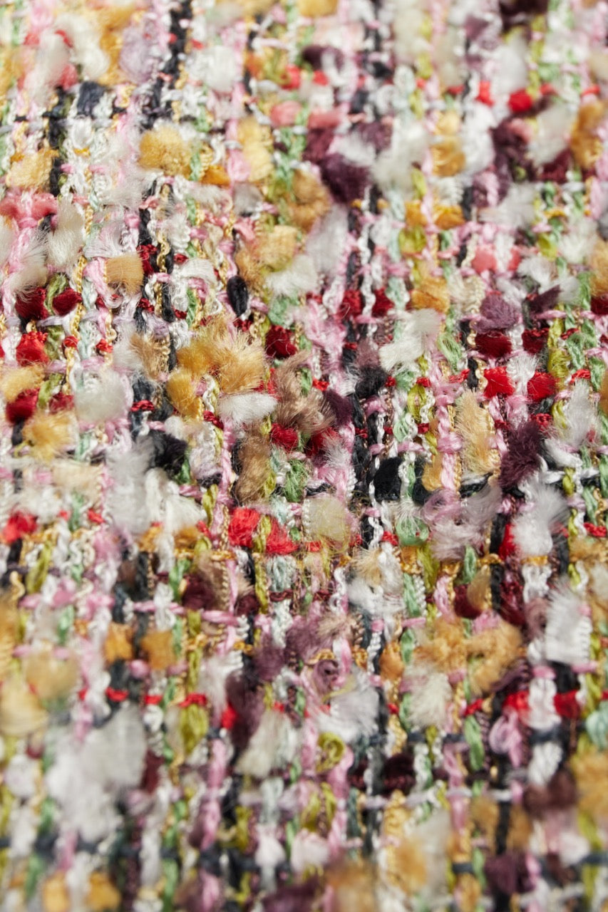 Golden Multicolor Melange Oversized Raw Cut Tweed Shirt