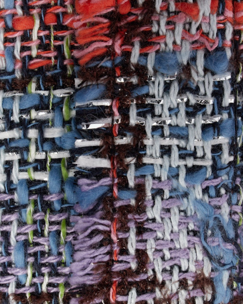 Red & Blue Check Oversized Raw Cut Tweed Shirt – NEVER KNOW