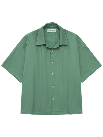 Milky Green Herringbone Short Sleeve Summer Shirt