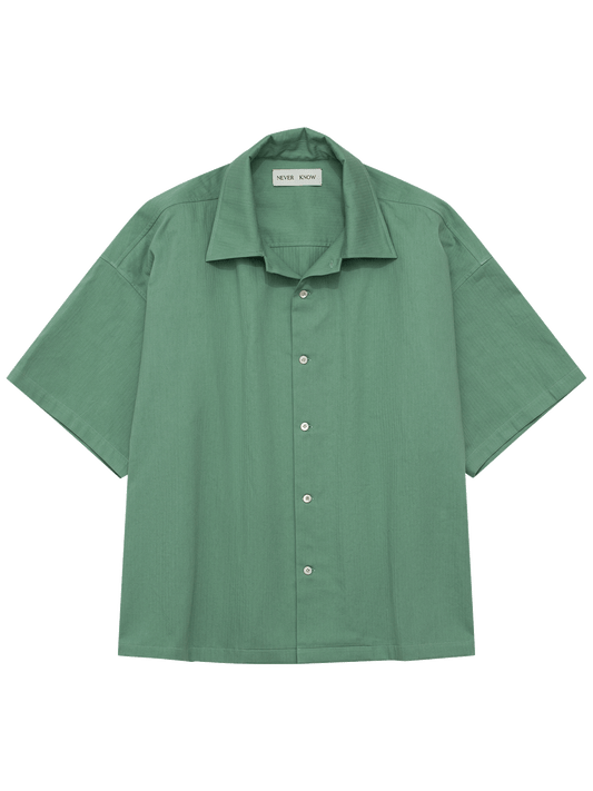 Milky Green Herringbone Short Sleeve Summer Shirt