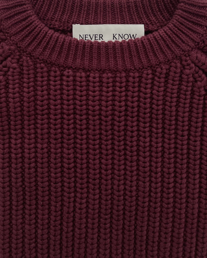 プラムジャパニーズフィッシャーマンオーガニックコットンセーター