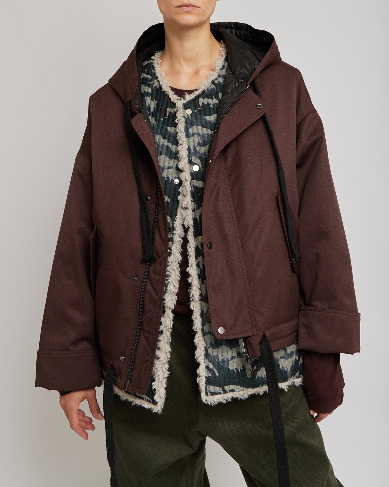 Japanese Mountains Reversible Sleeveless Quilted Faux Fur Vest