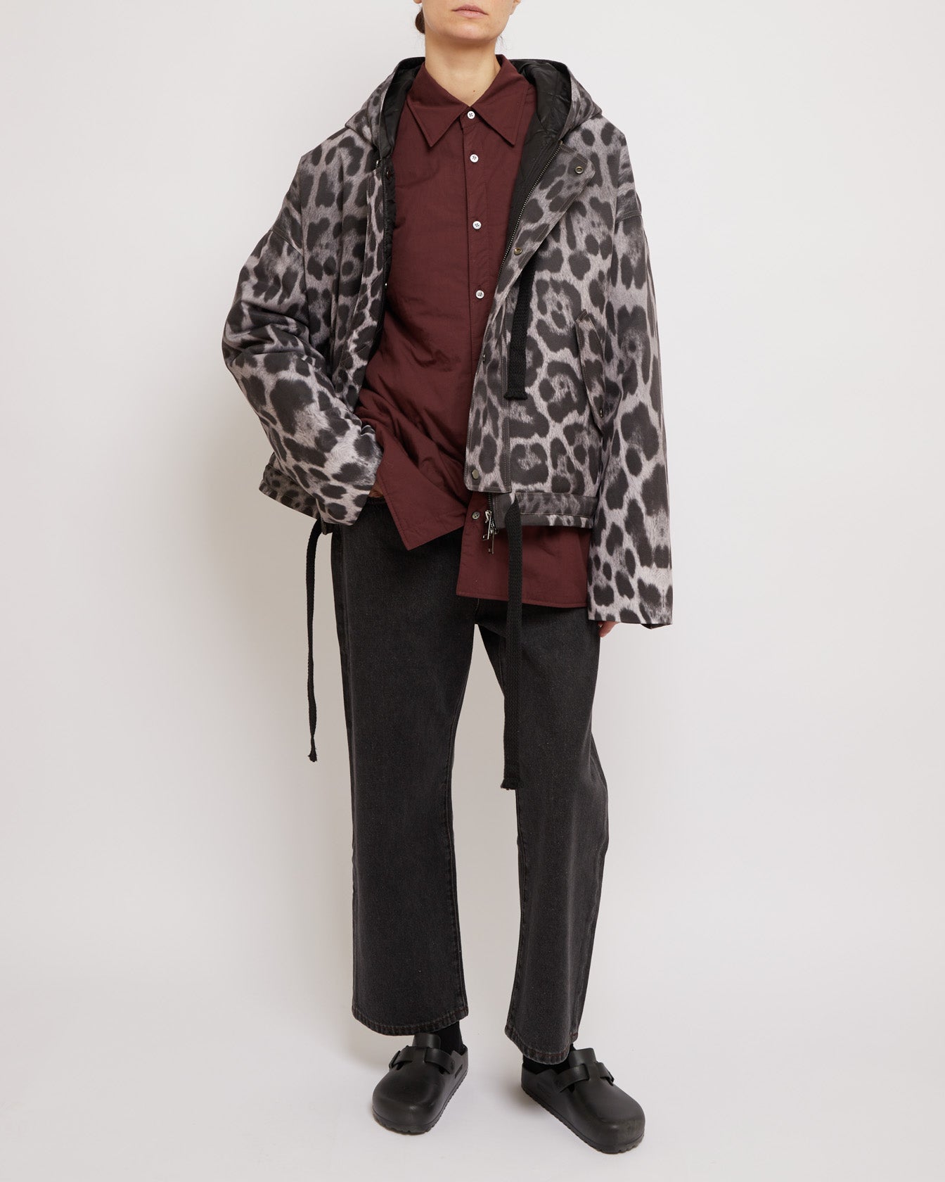 Snow Leopard Oversized Hooded Jacket