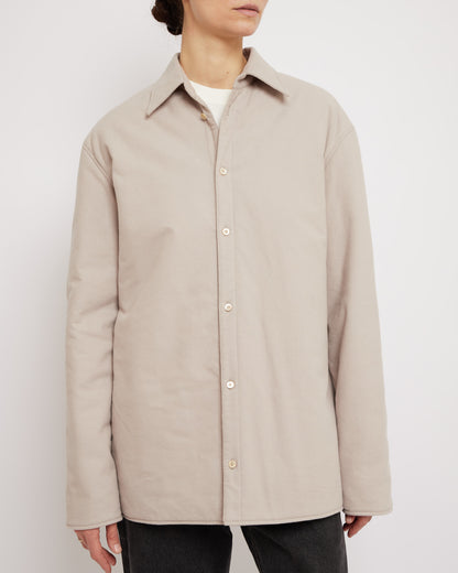 Grey Padded Cotton Suede Shirt