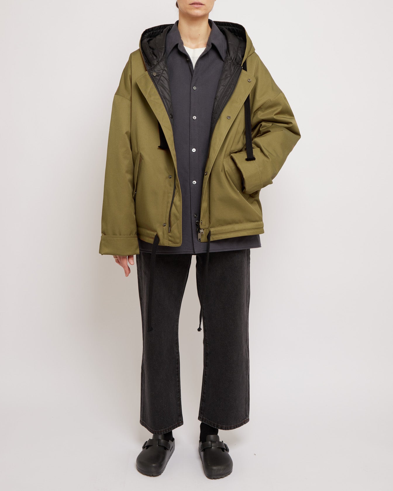 アンスラサイト パッド入りコットンスエードシャツ