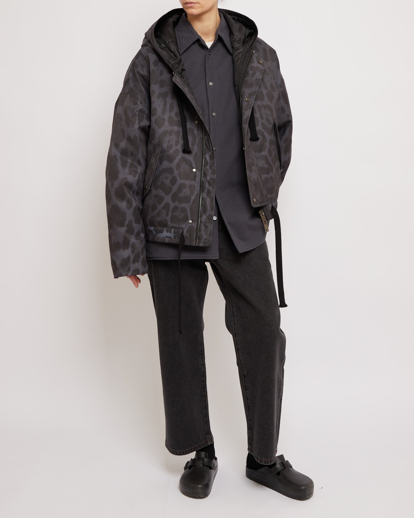 アンスラサイト パッド入りコットンスエードシャツ