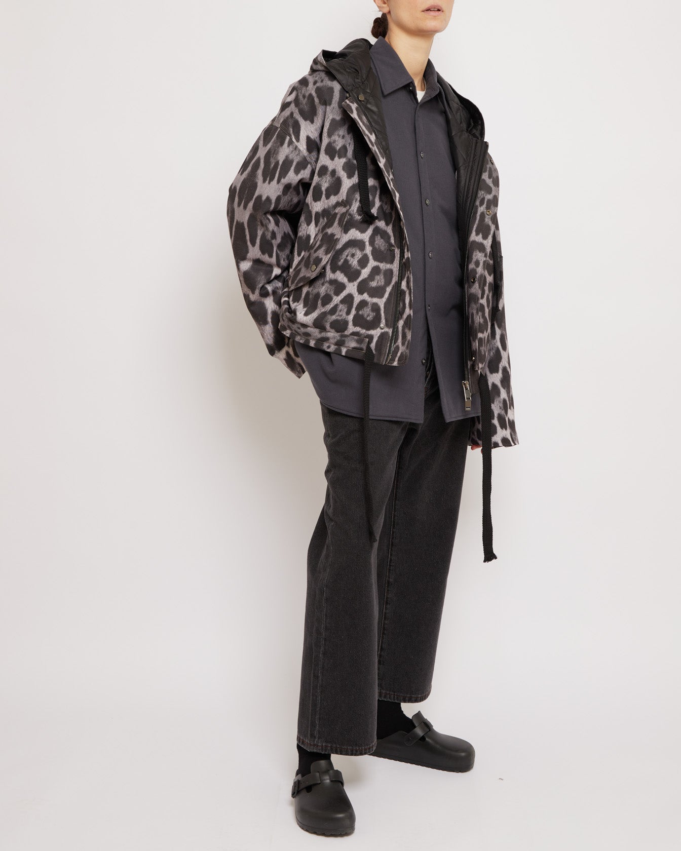 アンスラサイト パッド入りコットンスエードシャツ