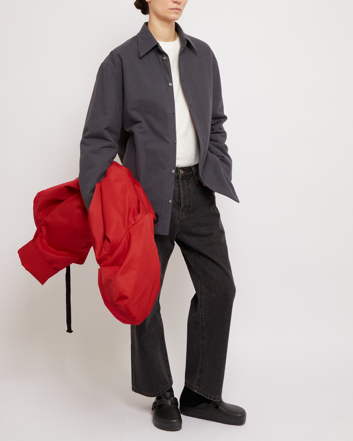 Anthracite Padded Cotton Suede Shirt – NEVER KNOW